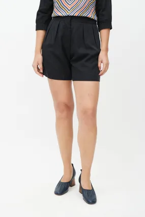 Black High Waisted Pleated Short