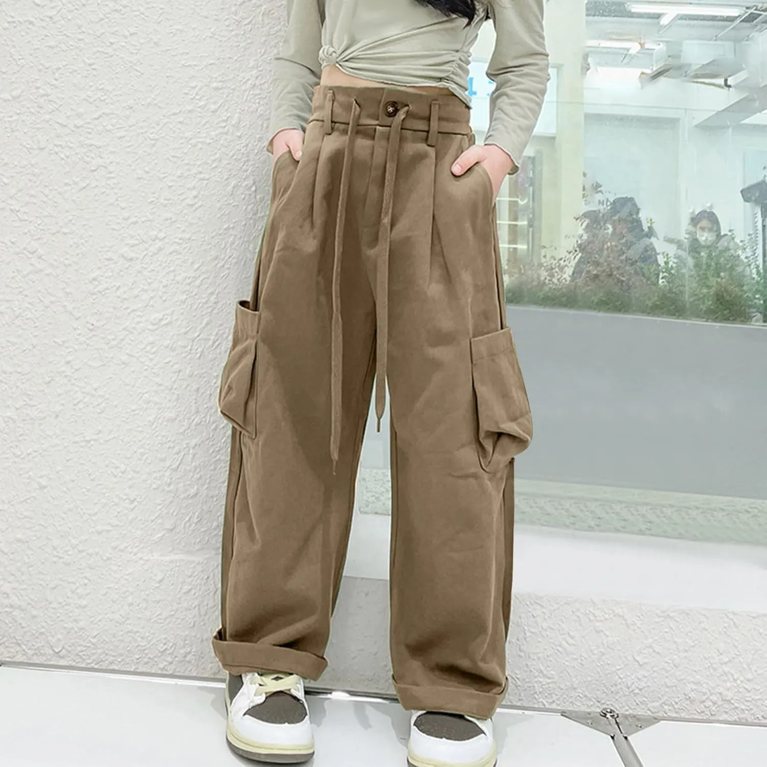 Cargo Pants for Teen Girls Kids Girls Baggy Jeans Star Print Loose Denim Wide Leg Pants Girls Uniform Pants