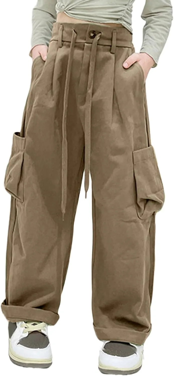 Cargo Pants for Teen Girls Kids Girls Baggy Jeans Star Print Loose Denim Wide Leg Pants Girls Uniform Pants
