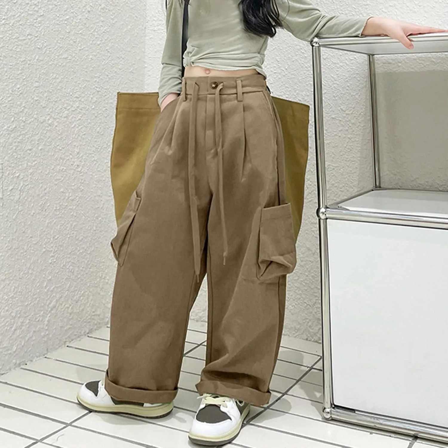 Cargo Pants for Teen Girls Kids Girls Baggy Jeans Star Print Loose Denim Wide Leg Pants Girls Uniform Pants