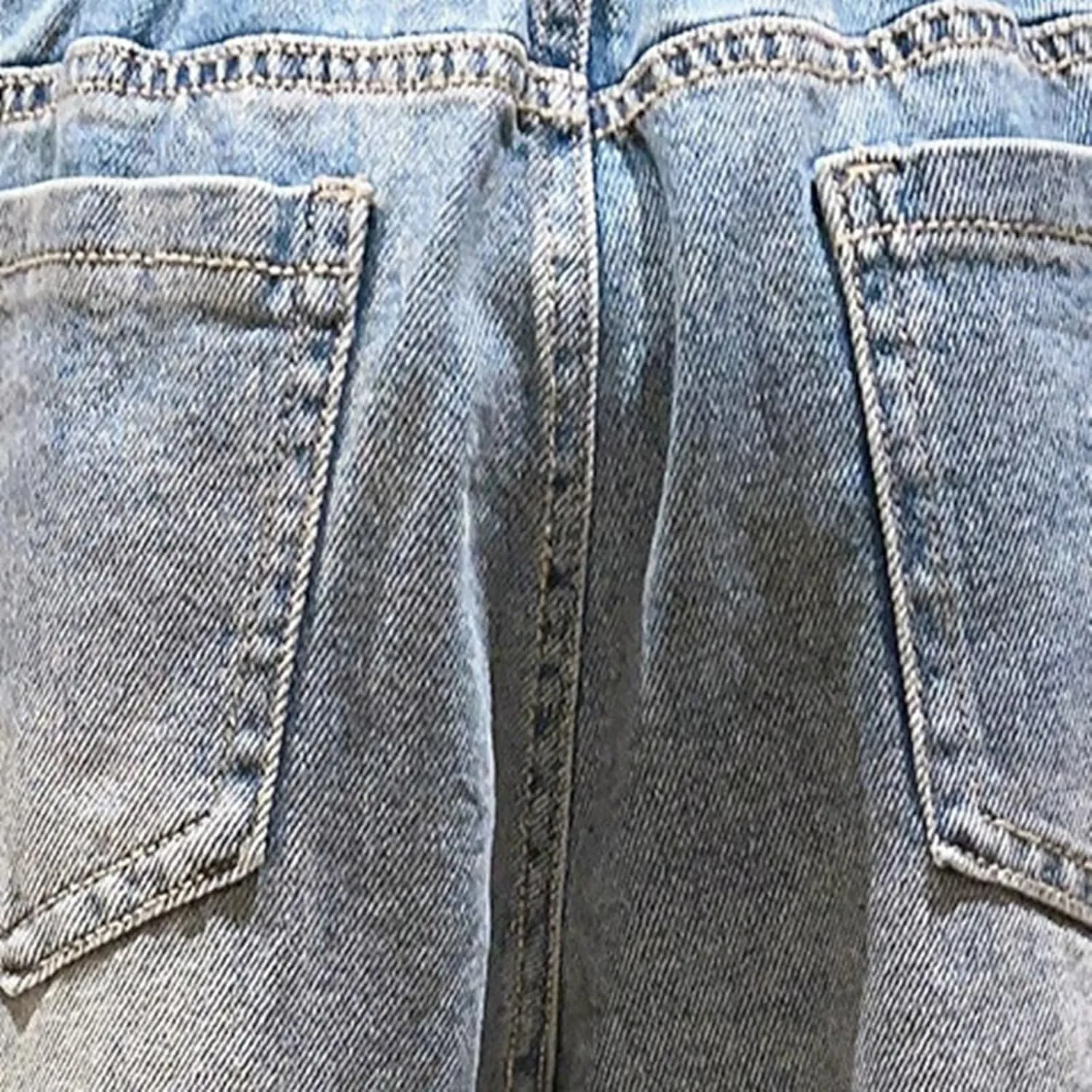 Children Kids Casual Ripped Jeans Wide Straight Leg Elastic Mid Waisted Baggy Trousers Summer Fashion Trendy Denim Pants