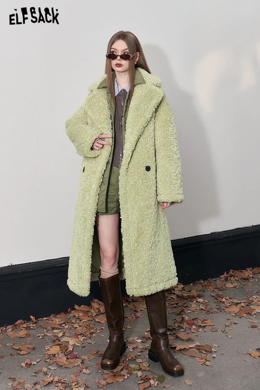 ELFSACK Y2K 2OOOs Korean Fashion Coats Women 2023 Winter Warm Long Outwears