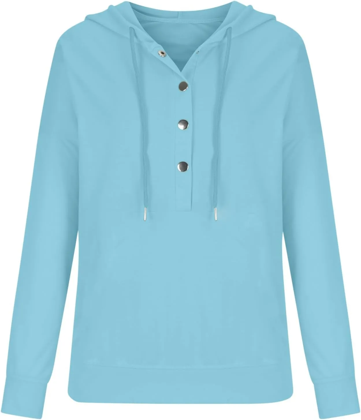 Fall Hoodies For Women Trendy 2024 Causal Long Sleeve Button Down Hooded Sweatshirt Solid Basic Pullover Tops