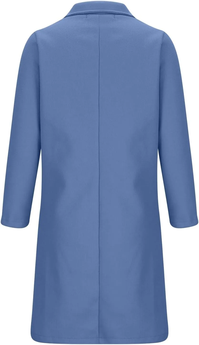 fartey Womens Winter Wool Coats Casual Oversized Long Overcoats Thicken Warm Notch Lapel Trench Coats Jackets Outwear