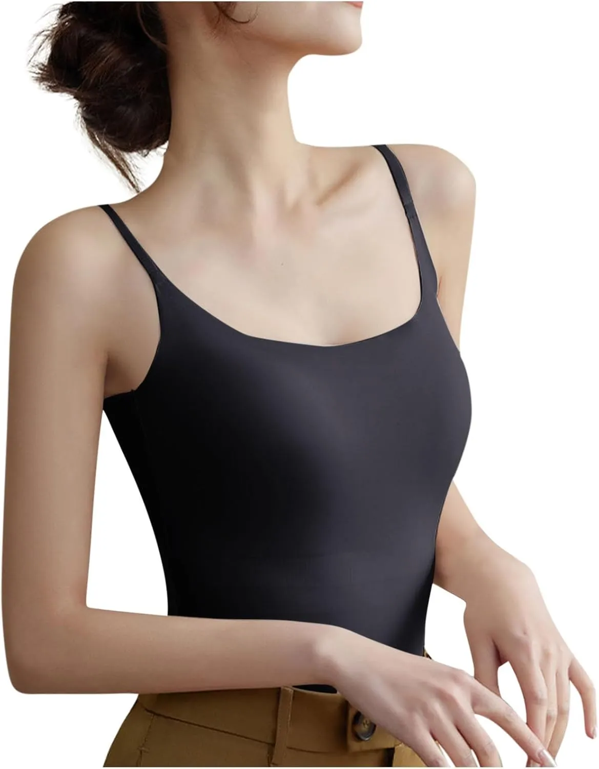 JOAU Camisole Tops for Women 2025 Summer Slim Fit Tank Top Square Neck Adjustable Spaghetti Strap Sleeveless Base Shirts