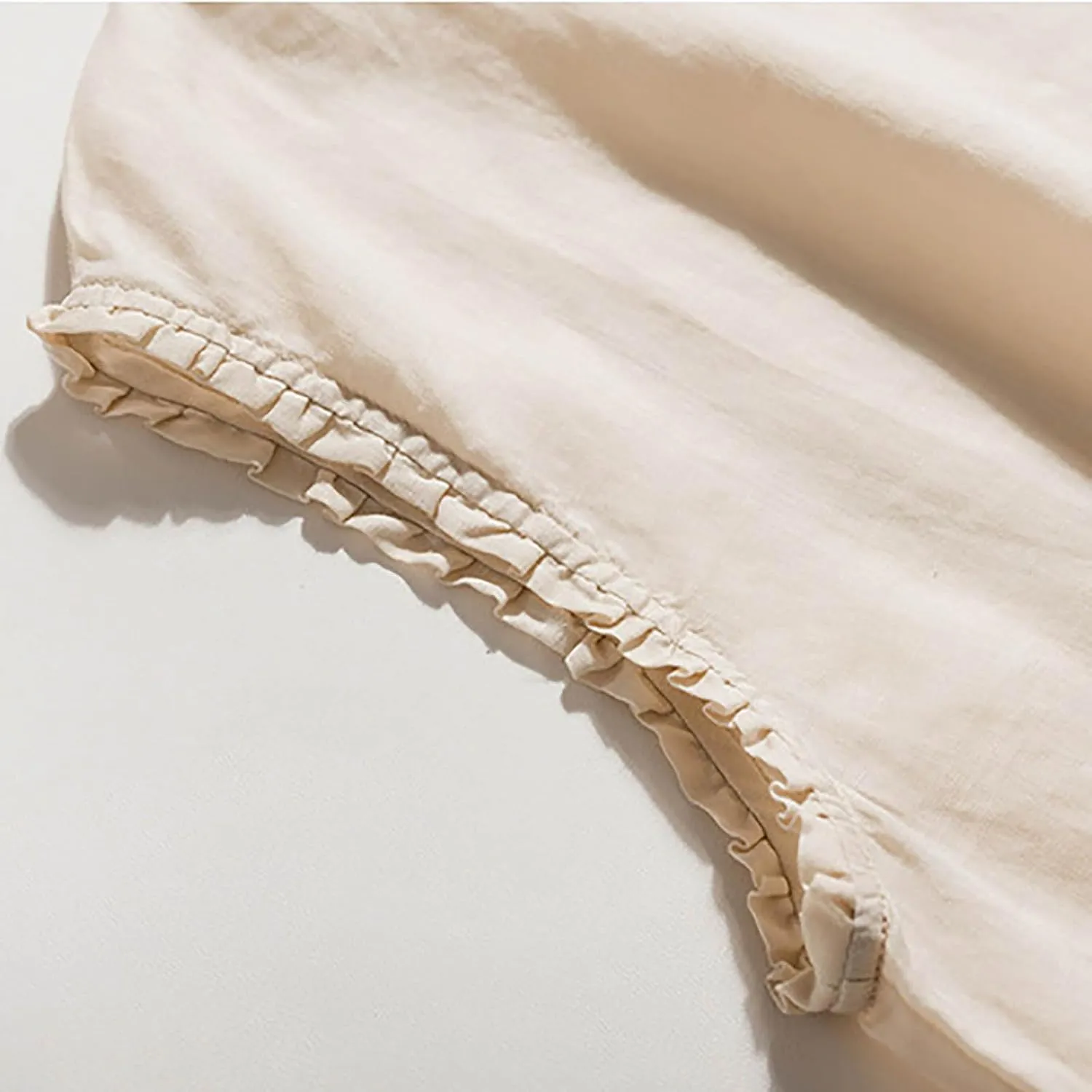 Linen Tank Women Casual Summer Solid Color Ruffle Sleeveless Shirts Vest Drawstring Outdoor Crew Neck Tank Tops 2025
