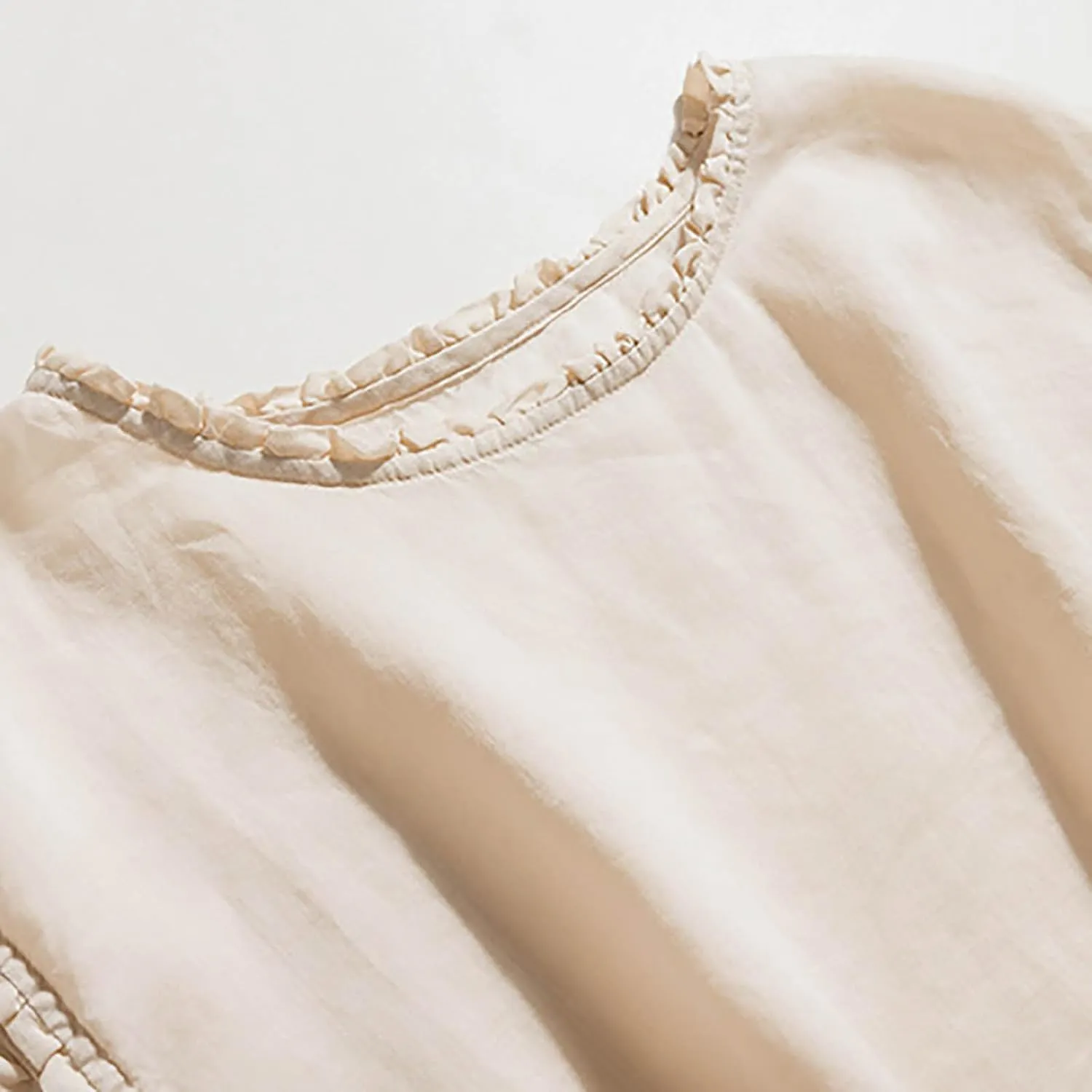 Linen Tank Women Casual Summer Solid Color Ruffle Sleeveless Shirts Vest Drawstring Outdoor Crew Neck Tank Tops 2025