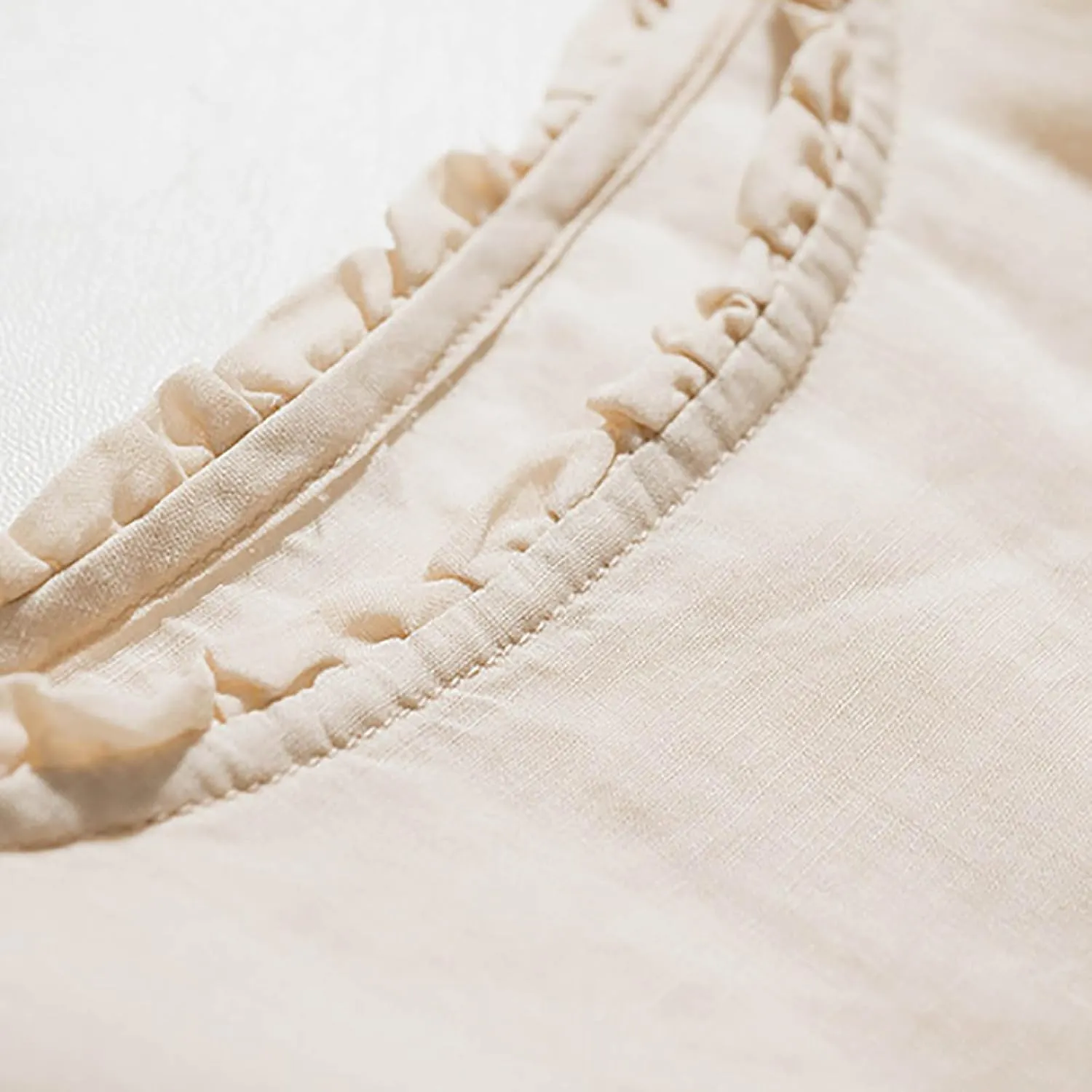 Linen Tank Women Casual Summer Solid Color Ruffle Sleeveless Shirts Vest Drawstring Outdoor Crew Neck Tank Tops 2025