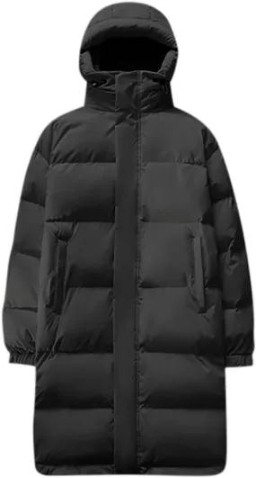 Long Puffer Jacket Men Hooded Down Coat Quilted Insulated Jacket Windproof Winter Coat Warm Overcoat Thicken Coat