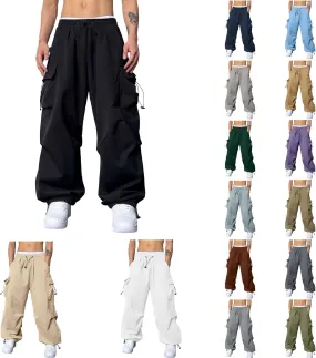 Mens Baggy Cargo Pants Trendy Casual Parachute Pants Loose Fit Harem Joggers for Streetwear Y2k Clothes with Pockets