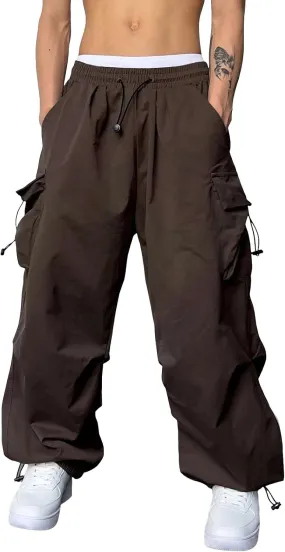 Mens Baggy Cargo Pants Trendy Casual Parachute Pants Loose Fit Harem Joggers for Streetwear Y2k Clothes with Pockets
