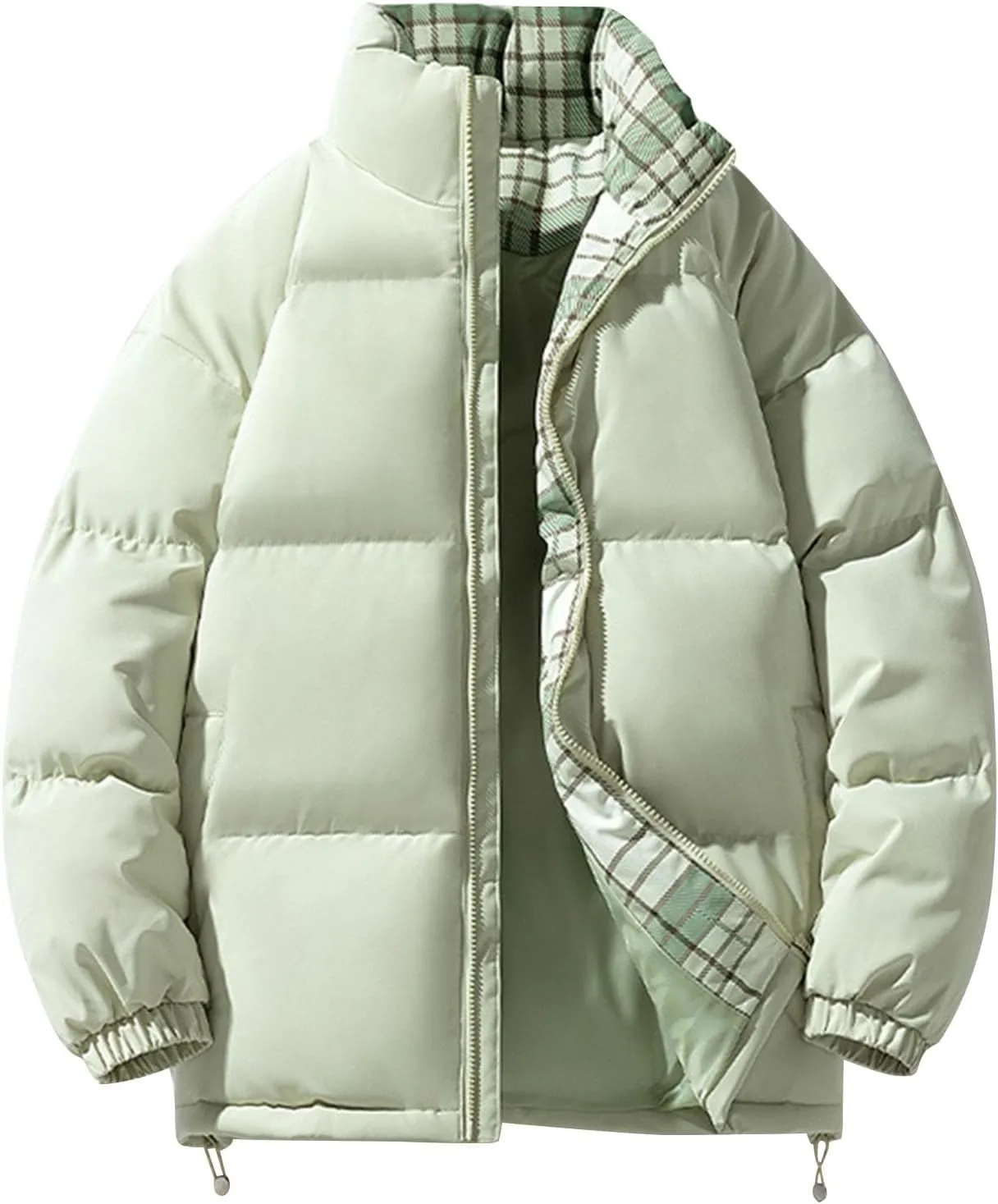 Men's Puffer Jacket Lightweight Down Coat Stand Collar Quilted Jacket Zip up Insulated Jacket Plus Size Winter Coats