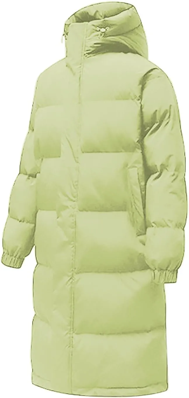 Mens Puffer Jacket Long Winter Coat Hooded Down Jacket Warm Parka Jacket Quilted Insulated Jacket Windproof Coat