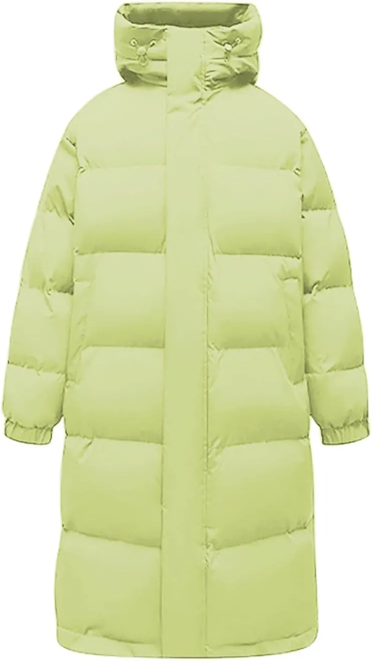 Mens Puffer Jacket Long Winter Coat Hooded Down Jacket Warm Parka Jacket Quilted Insulated Jacket Windproof Coat