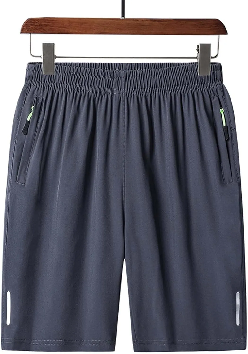 Men's Workout Athletic Running Shorts Quick Dry 7 Inch Lightweight Shorts Summer Straight Beach Shorts with Zipper Pockets