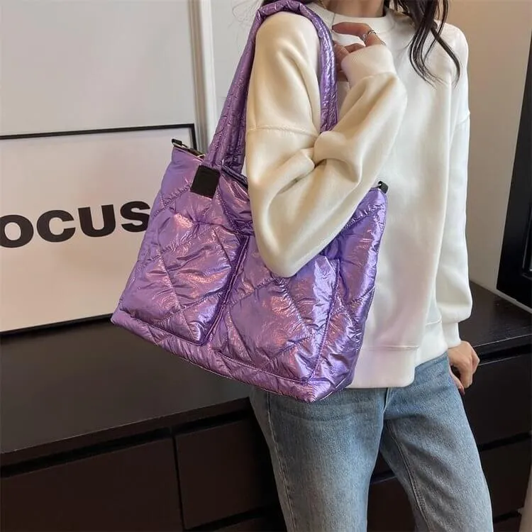 Nylon Puffer Tote Shoulder Bag - Showtown