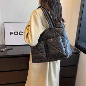 Nylon Puffer Tote Shoulder Bag - Showtown