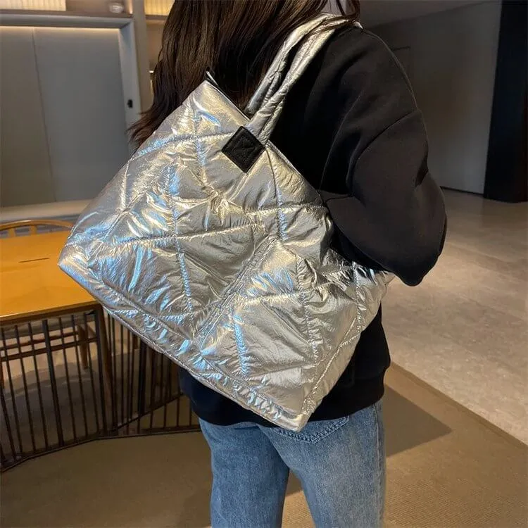 Nylon Puffer Tote Shoulder Bag - Showtown