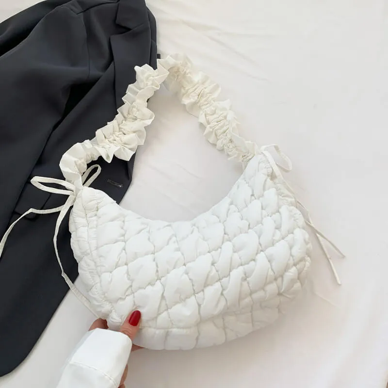 Pleated Crossbody Puffer Bag-Showtown
