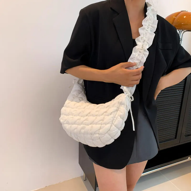 Pleated Crossbody Puffer Bag-Showtown