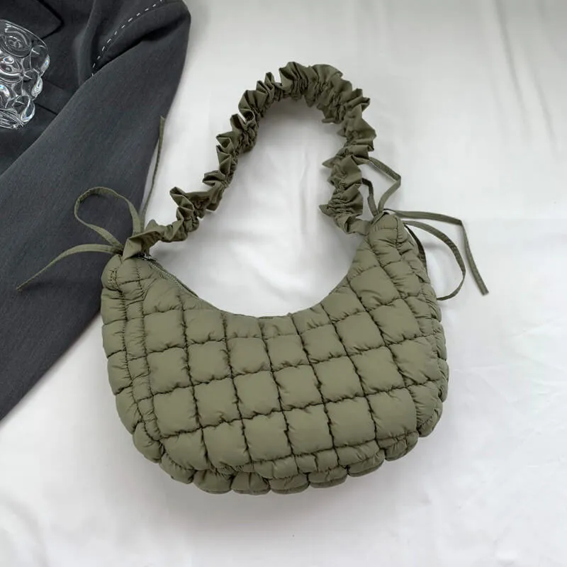 Pleated Crossbody Puffer Bag-Showtown