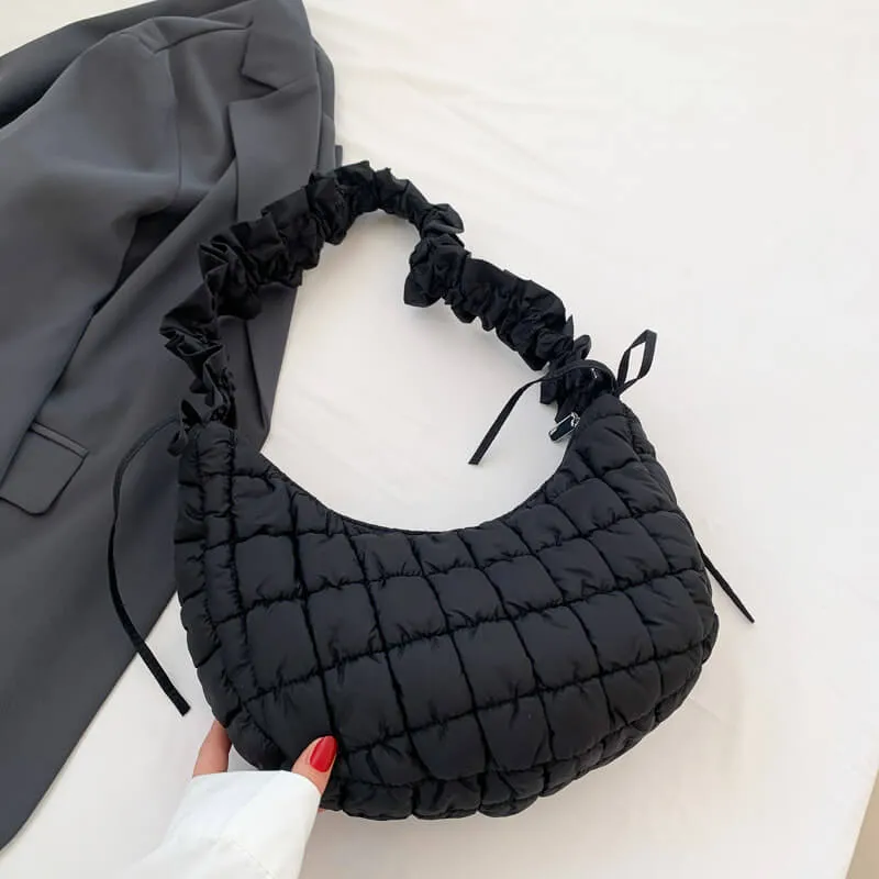 Pleated Crossbody Puffer Bag-Showtown