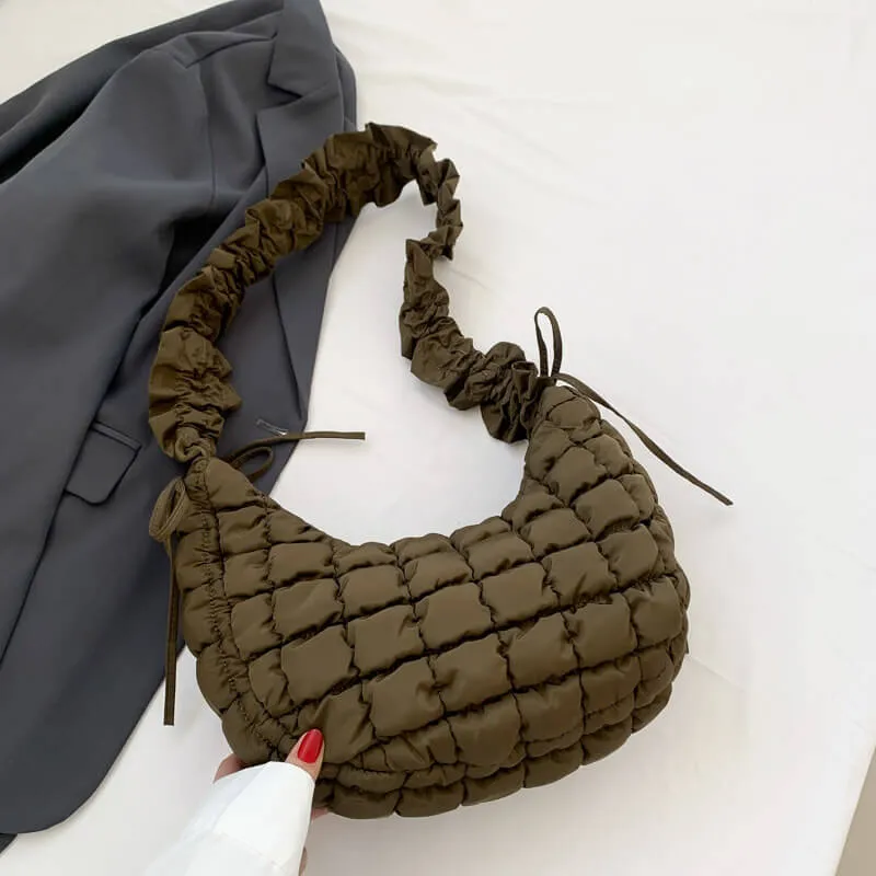 Pleated Crossbody Puffer Bag-Showtown