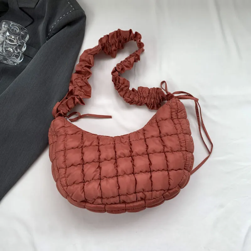 Pleated Crossbody Puffer Bag-Showtown