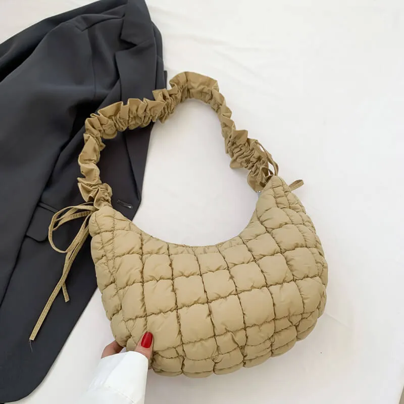 Pleated Crossbody Puffer Bag-Showtown