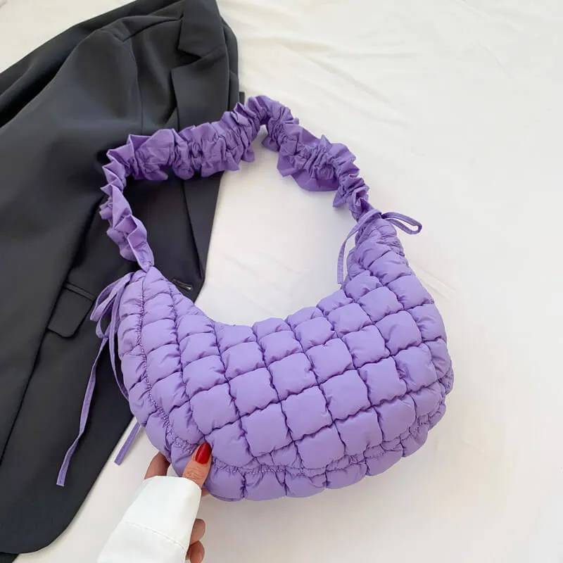 Pleated Crossbody Puffer Bag-Showtown