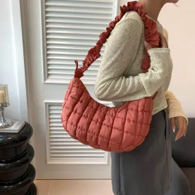 Pleated Crossbody Puffer Bag-Showtown