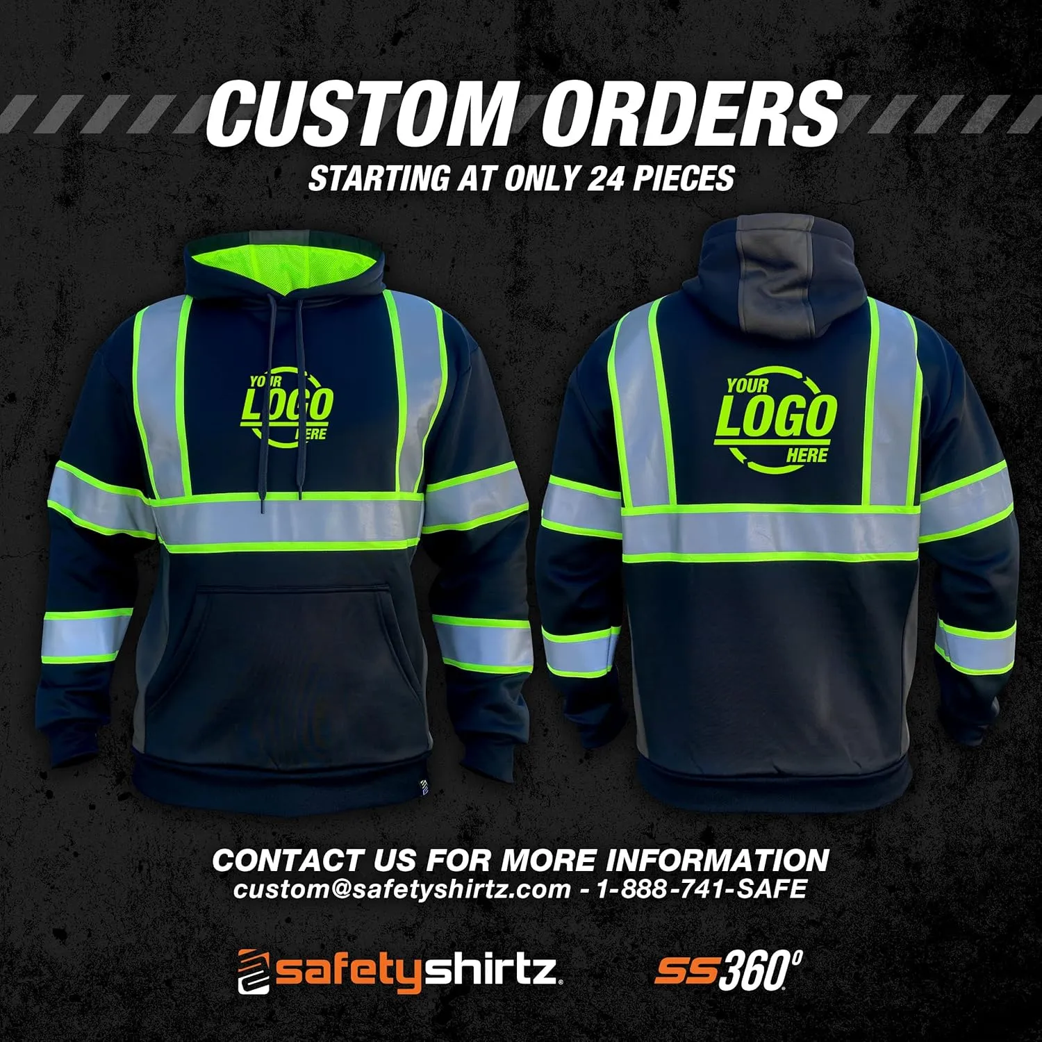 SafetyShirtz Men's SS360 Basic Type-R & Type-O Reflective Safety Hoodie