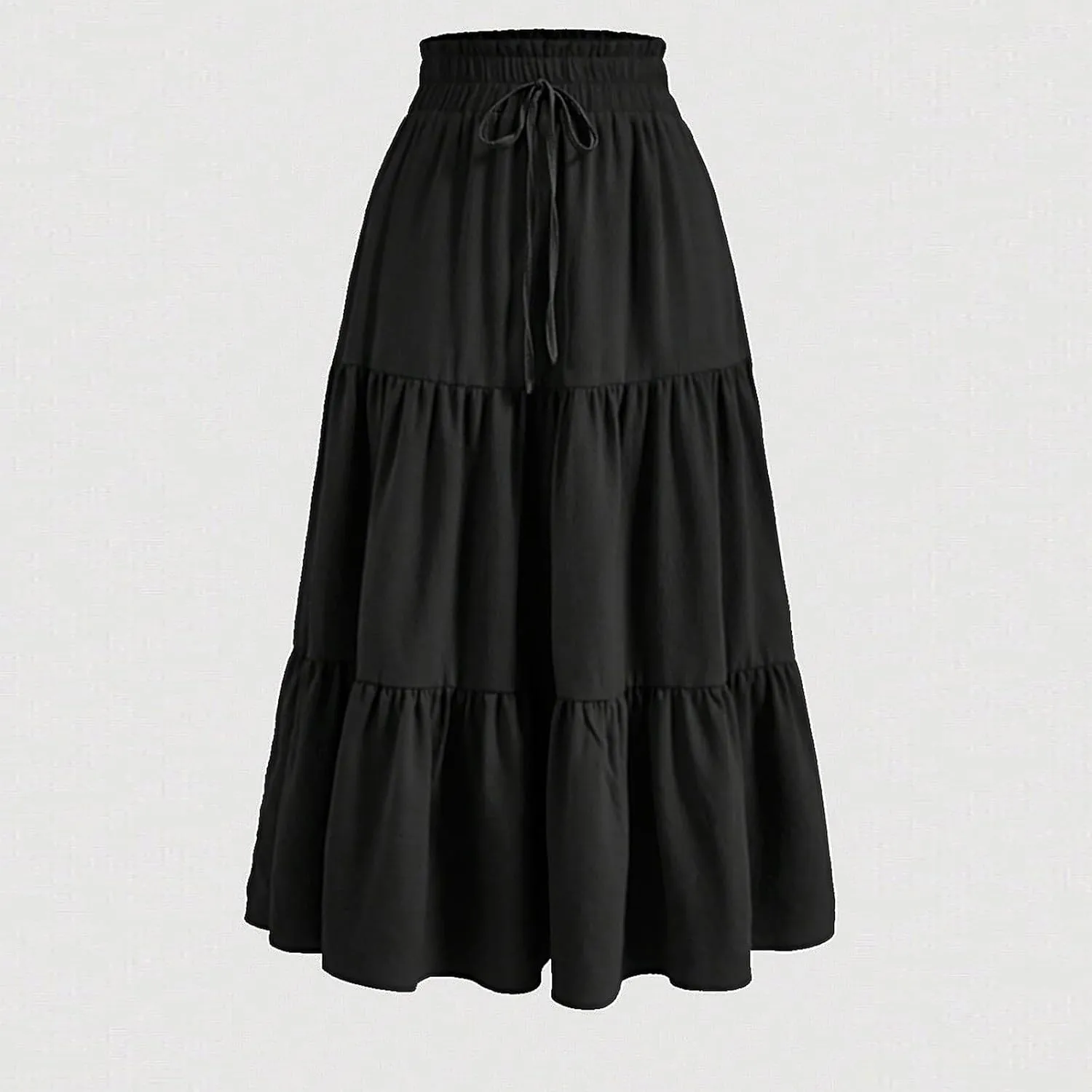 Skirts for Women Trendy Summer Tiered Elastic High Waisted Floral Skirt Vacation A Line Drawstring Flowy Long Skirts