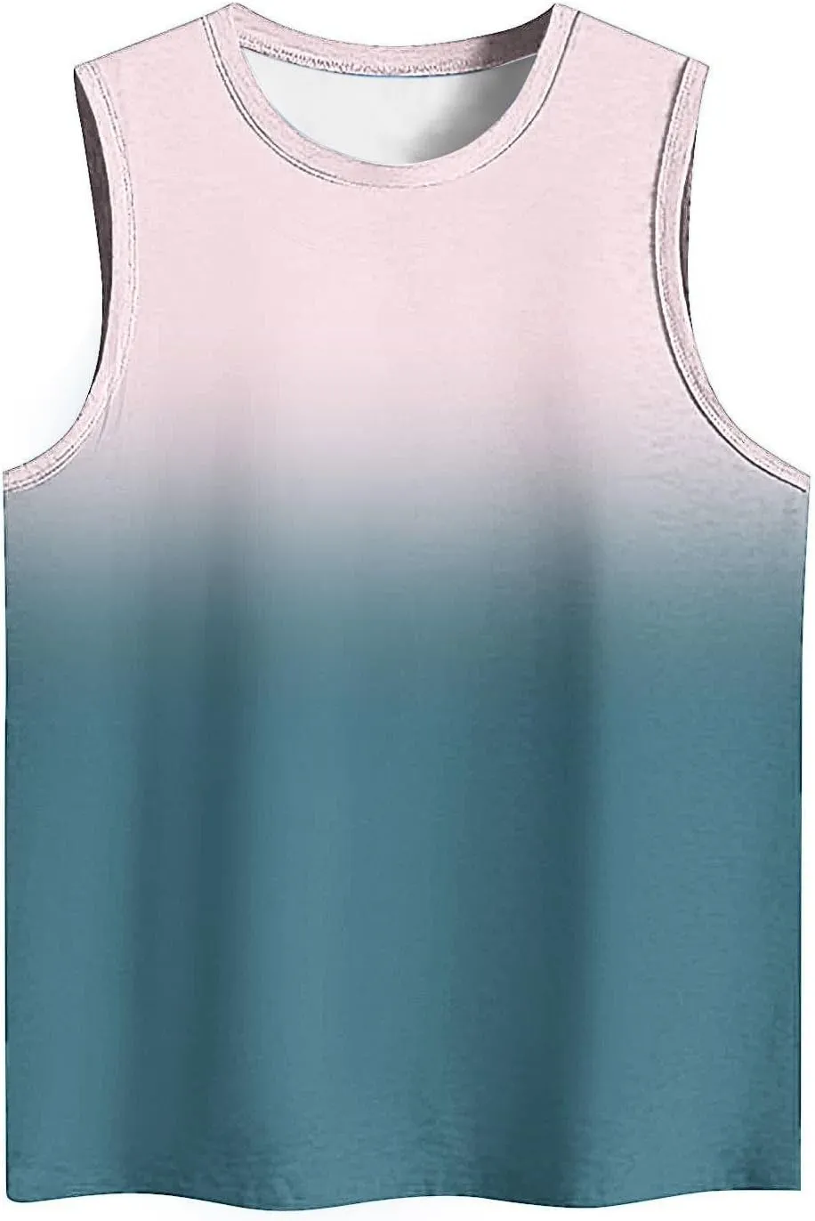 Tank Tops for Women Summer Casual Gradient Color Sleeveless Round Neck Clothes Soft Fashion Vacation Tunic Tank 2025
