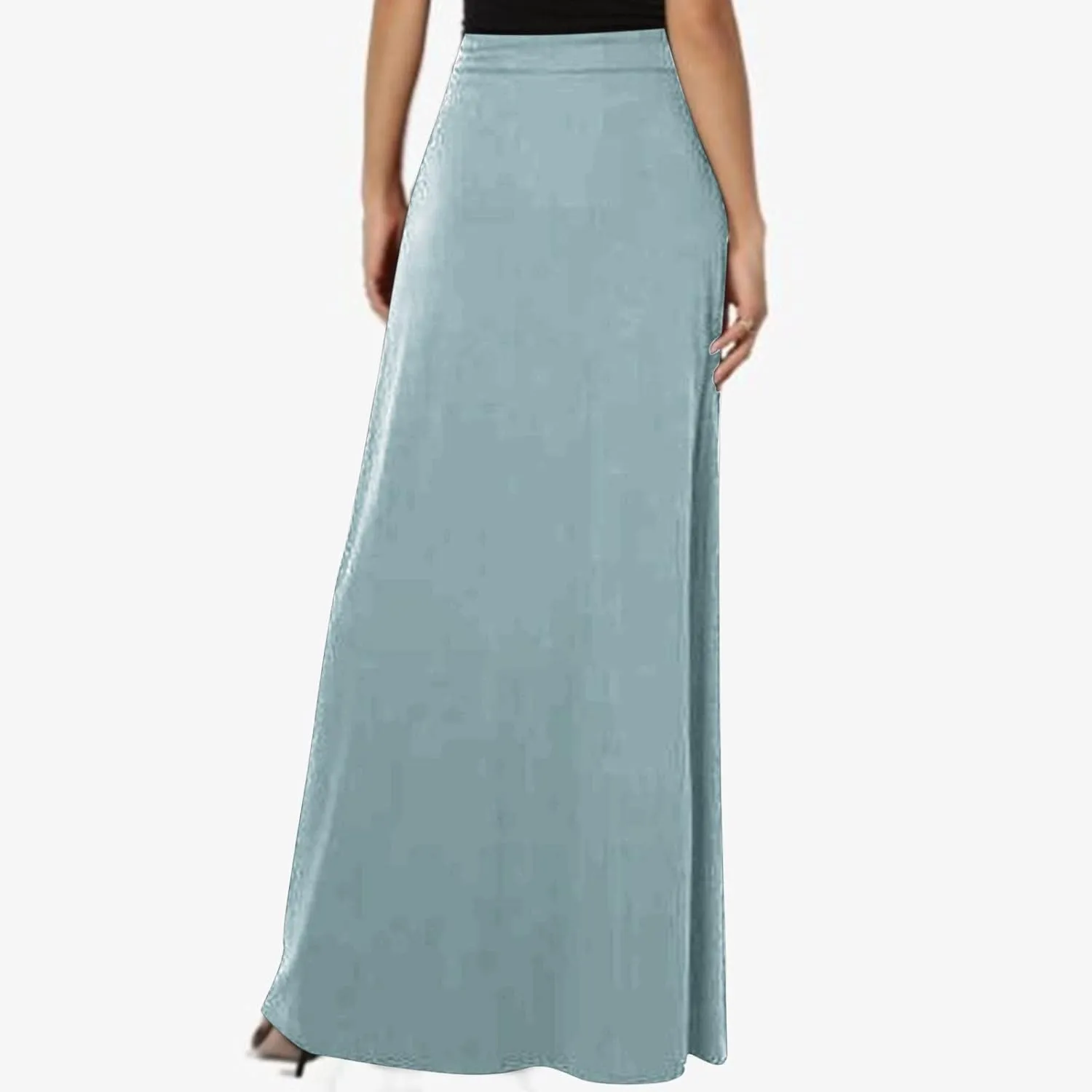 Womens Business Casual Pencil Skirt Solid Elastic High Waist Maxi Skirts 2024 Dressy Going Out Work Long Skirts