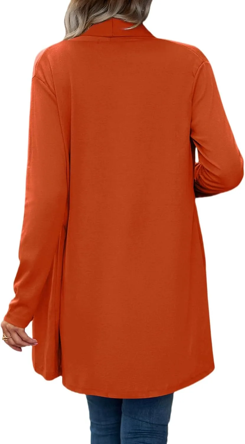 Women's Cardigans Casual Long Sleeve Sweater Solid Color Loose Coat Open Front Basic Cardigan Knit Lightweight Coat