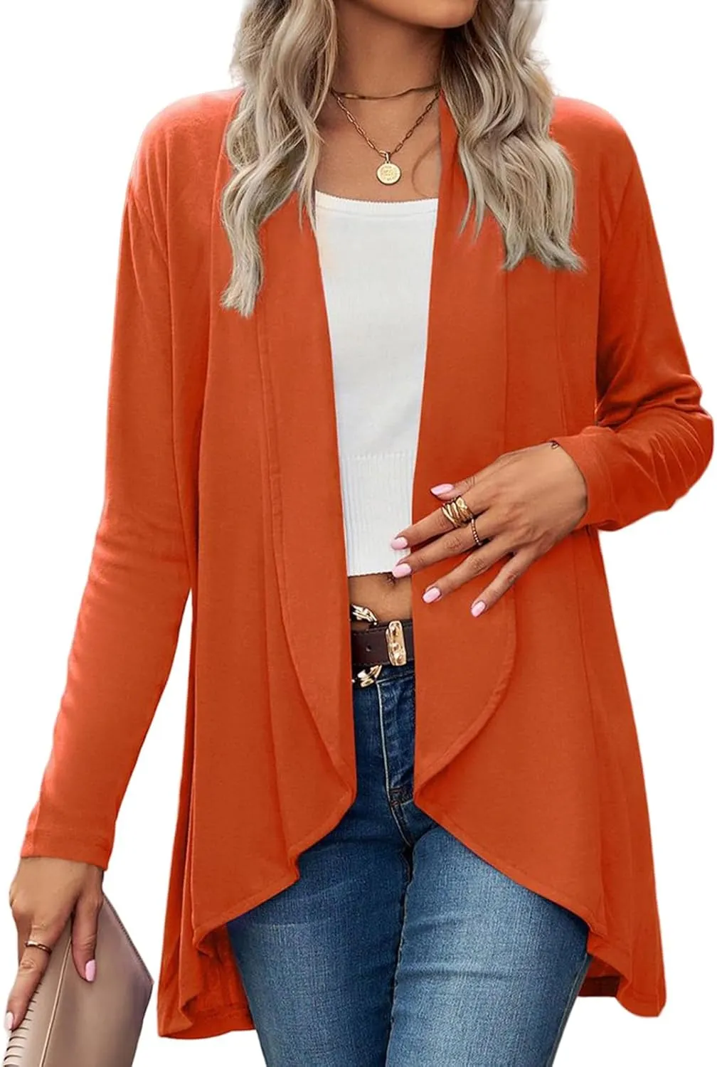 Women's Cardigans Casual Long Sleeve Sweater Solid Color Loose Coat Open Front Basic Cardigan Knit Lightweight Coat