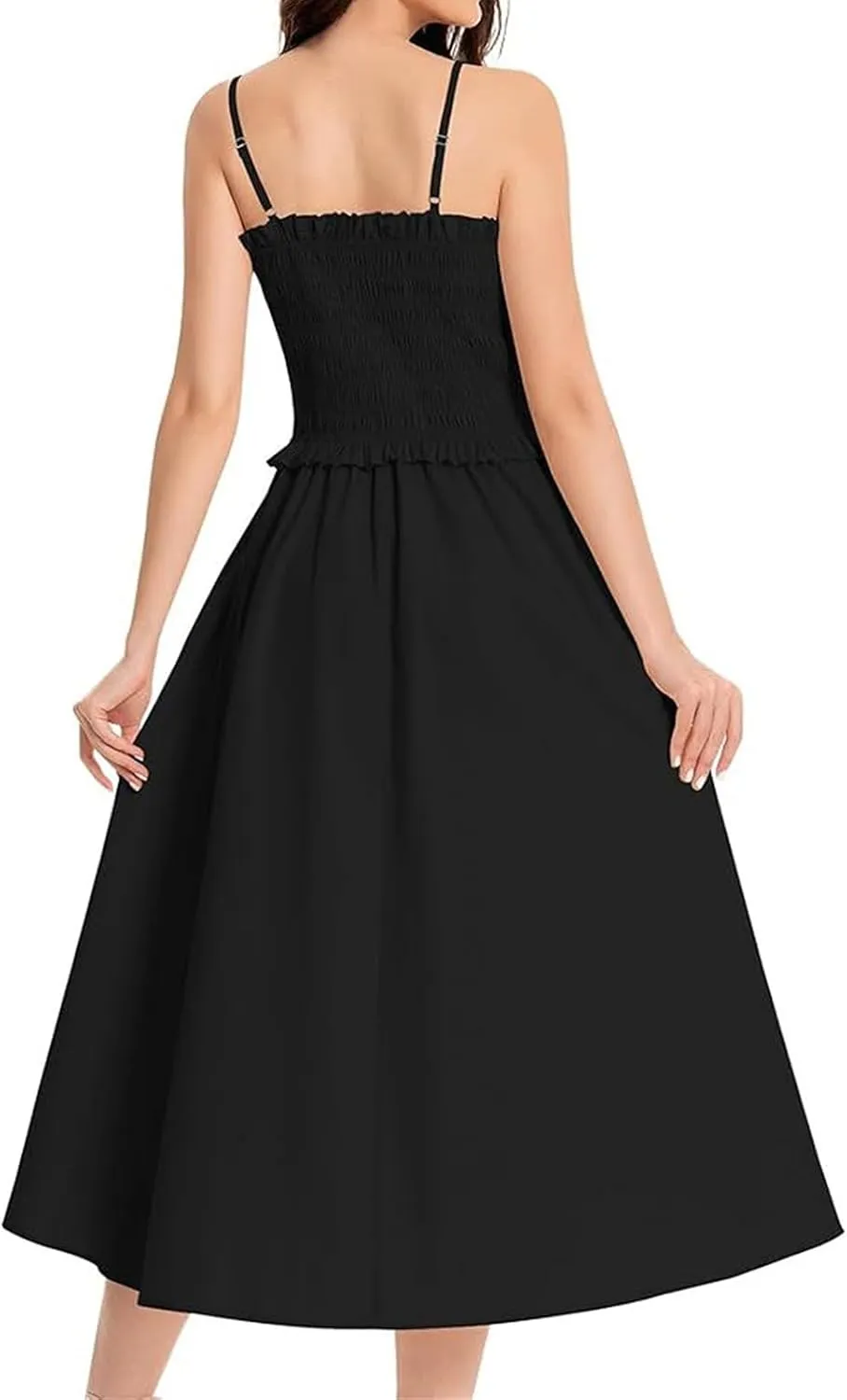 Womens Summer Maxi Dress Sleeveless Spaghetti Strap Smocked Beach Sundress Casual Swing A Line Flowy Long Dresses