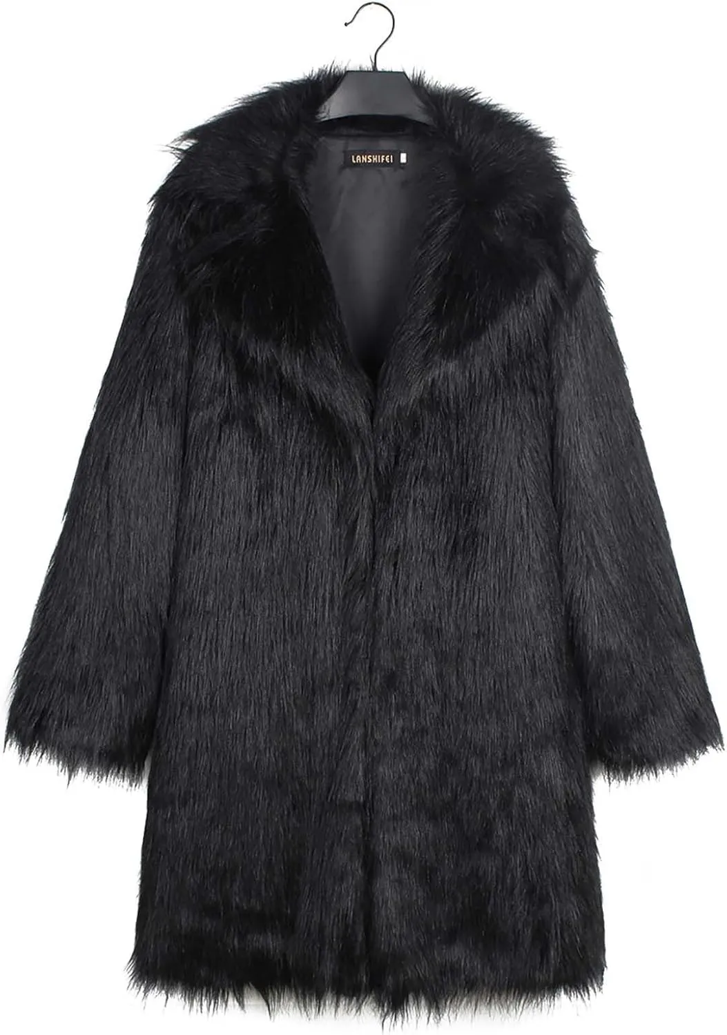 Women's Winter Faux Fur Coats Fuzzy Luxury Faux Fur Mid-Length Jacket Fluffy Thicken Long Sleeve Open Front Cardigan