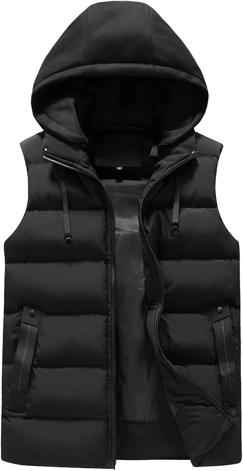 Ymosrh Men's Down Jacket Lightweight Puffer Vest Sleeveless Winter Jacket with Hood for Men, XS-2XL